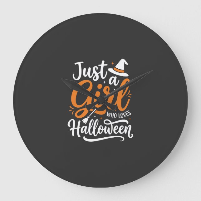 Just A Girl Halloween Vector Art Large Clock (Front)