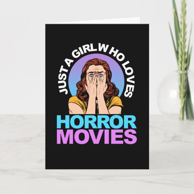 Just A Girl Horror Movies Halloween Card (Front)