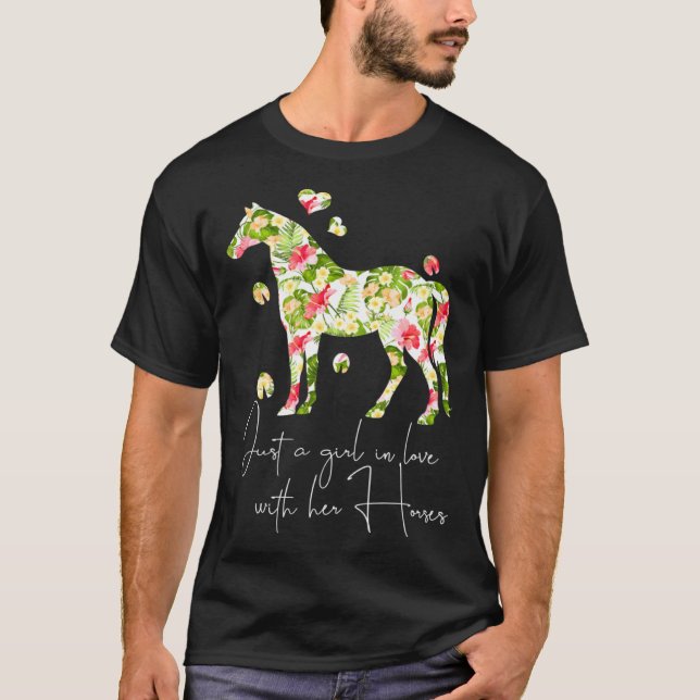 Just A Girl In Love With Her Horses  Riding Girls T-Shirt (Front)