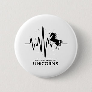 Just A Girl Love for Unicorns Heartbeat 6 Cm Round Badge