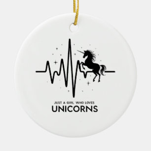 Just A Girl Love for Unicorns Heartbeat Ceramic Tree Decoration