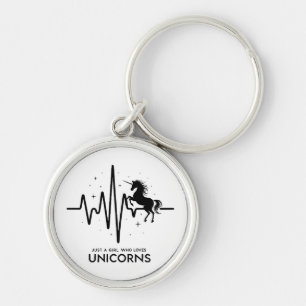 Just A Girl Love for Unicorns Heartbeat Key Ring