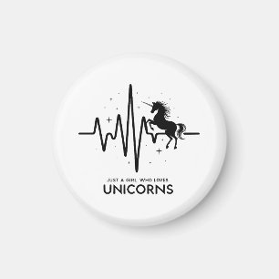 Just A Girl Love for Unicorns Heartbeat Magnet