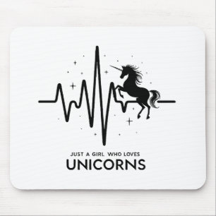 Just A Girl Love for Unicorns Heartbeat Mouse Mat