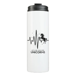 Just A Girl Love for Unicorns Heartbeat Thermal Tumbler
