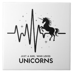 Just A Girl Love for Unicorns Heartbeat Tile