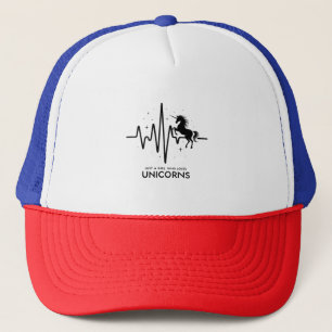 Just A Girl Love for Unicorns Heartbeat Trucker Hat