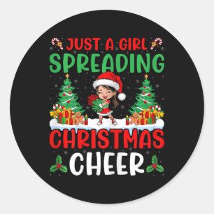 Just A Girl Spreading Christmas Cheer Cheerleader Classic Round Sticker