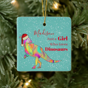 Just a Girl that loves Dinosaurs Personalised  Ceramic Ornament