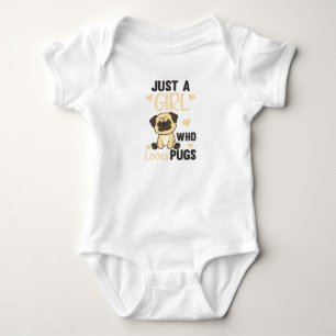 Just A Girl That Pugs Loves Kawaii Dog Pug Baby Bodysuit