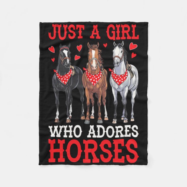 Just A Girl Who Adores Horses Equestrian Horseck R Fleece Blanket (Front)