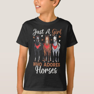 Just A Girl Who Adores Horses Equestrian Horseck R T-Shirt