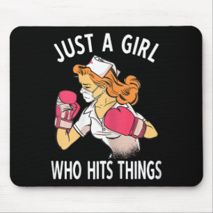 Just A Girl Who Hits Things Nurse Boxing Mouse Mat