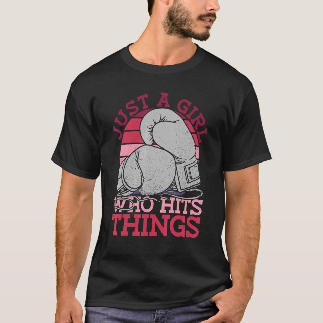 Just A Girl Who Hits Things  Womens Boxing Gloves  T-Shirt (Front)