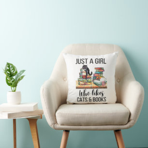 Just A Girl Who Likes Cats And Books Cushion