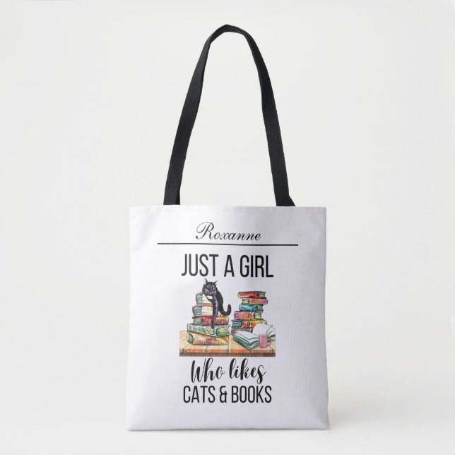 Just A Girl Who Likes Cats And Books Tote Bag (Front)