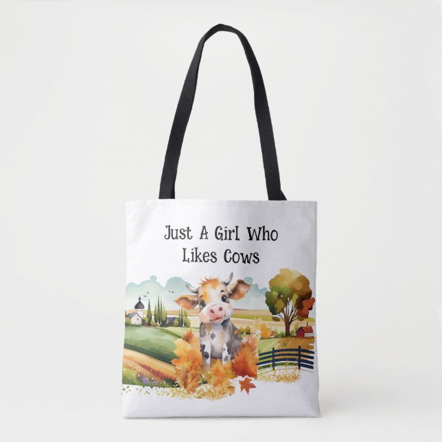 Just A Girl Who Likes Cows Tote Bag (Front)