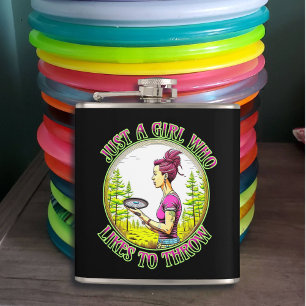 Just a Girl Who Likes to Throw Disc Golf Hip Flask