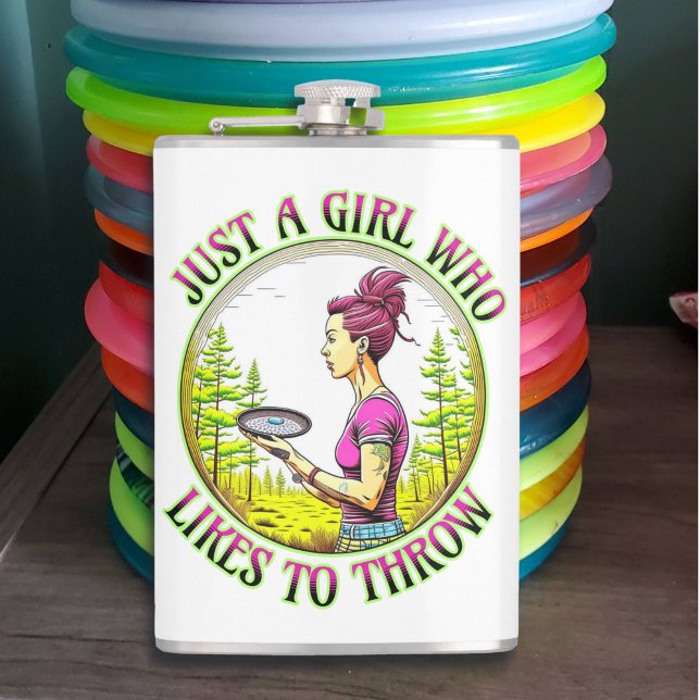 Just a Girl Who Likes to Throw | Disc Golf  Hip Flask (Creator Uploaded)