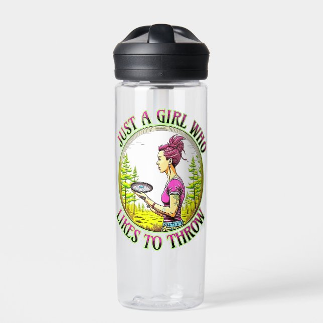 Just a Girl Who Likes to Throw | Disc Golf  Water Bottle (Front)