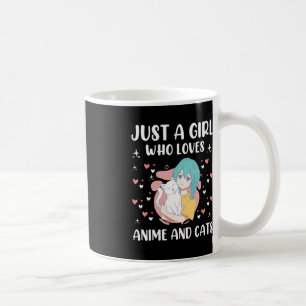 Just A Girl Who Love Anime and Cats Cute Kids Teen Coffee Mug