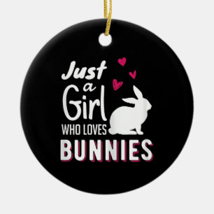 Just A Girl Who Love Bunnies   Cute Bunny White Ceramic Tree Decoration