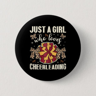 Just A Girl Who Love Cheerleading Cheetah Print Ch 6 Cm Round Badge