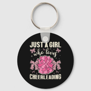 Just A Girl Who Love Cheerleading Cheetah Print Ch Key Ring