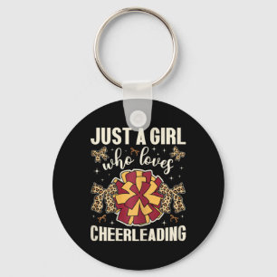 Just A Girl Who Love Cheerleading Leopard Print Ch Key Ring