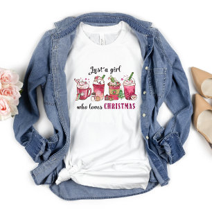Just a Girl Who Love Christmas Coffee Fun Trendy T-Shirt