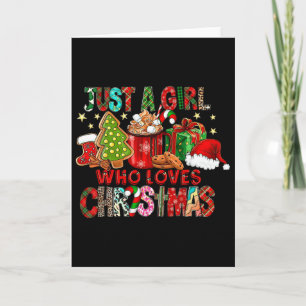 Just A Girl Who Love Christmas Hot Cocoa Hat Santa Card