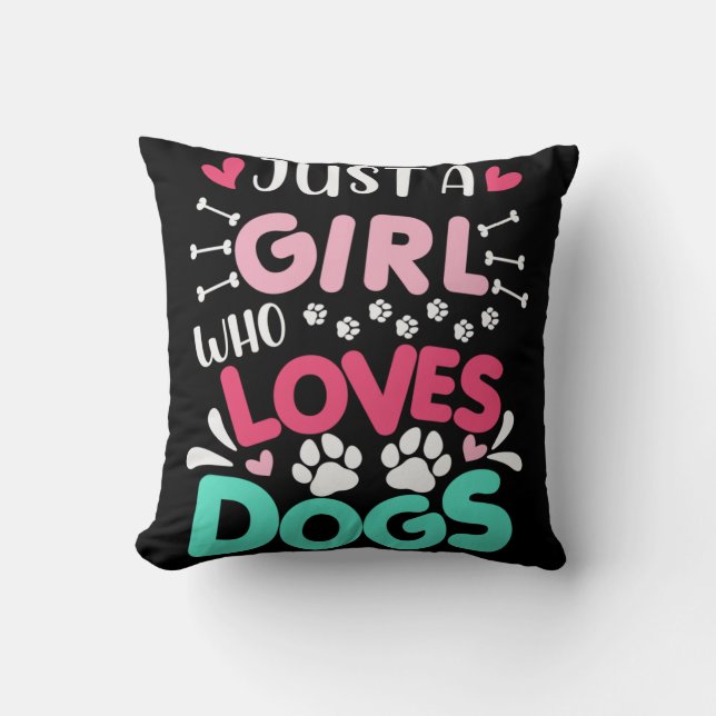 Just-A-Girl-Who-Love-Dog-Funny-Dog-Lover Cushion (Front)
