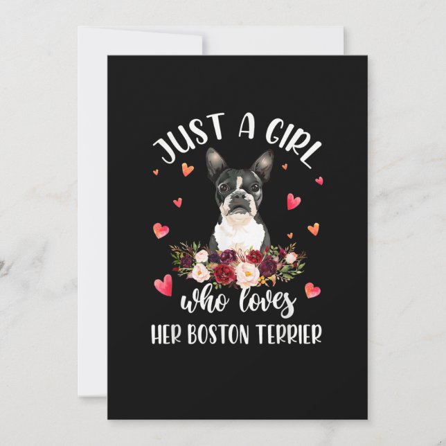 Just A Girl Who Love Her Boston Terrier Dog Lover Announcement (Front)