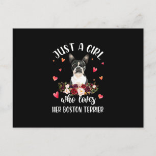Just A Girl Who Love Her Boston Terrier Dog Lover Announcement Postcard