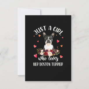 Just A Girl Who Love Her Boston Terrier Dog Lover RSVP Card