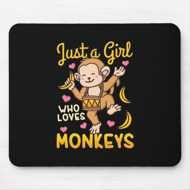 Just A Girl Who Love Monkeys Mouse Mat (Front)