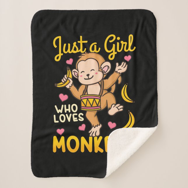 Just A Girl Who Love Monkeys Sherpa Blanket (Front)