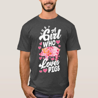 Just A Girl Who Love Pigs Funny Pig Lover Premium  T-Shirt