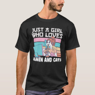 Just A Girl Who Love Ramen And Cat Cute Ramen Food T-Shirt