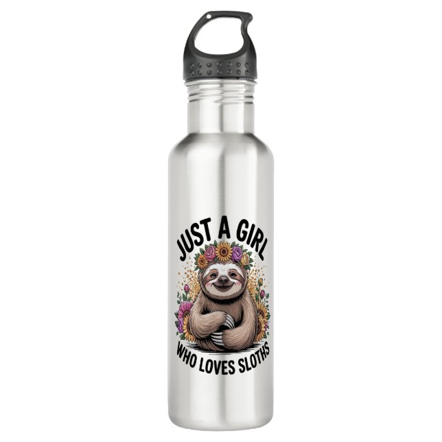 just a girl Who love sloths 710 Ml Water Bottle (Front)