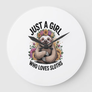 just a girl Who love sloths Large Clock