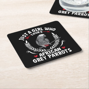Just a Girl Who Loves African Grey Parrots Funny Square Paper Coaster