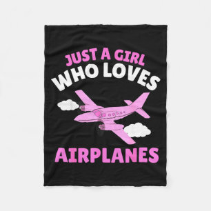 Just A Girl Who Loves Airplanes Kids Toddler Baby  Fleece Blanket
