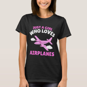 Just A Girl Who Loves Airplanes Kids Toddler Baby  T-Shirt