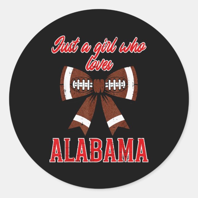 Just A Girl Who Loves Alabama Kids Women Girls You Classic Round Sticker (Front)
