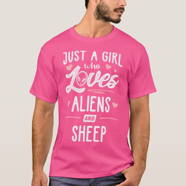 Just A Girl Who Loves Aliens And Sheep Women T-Shirt (Front)
