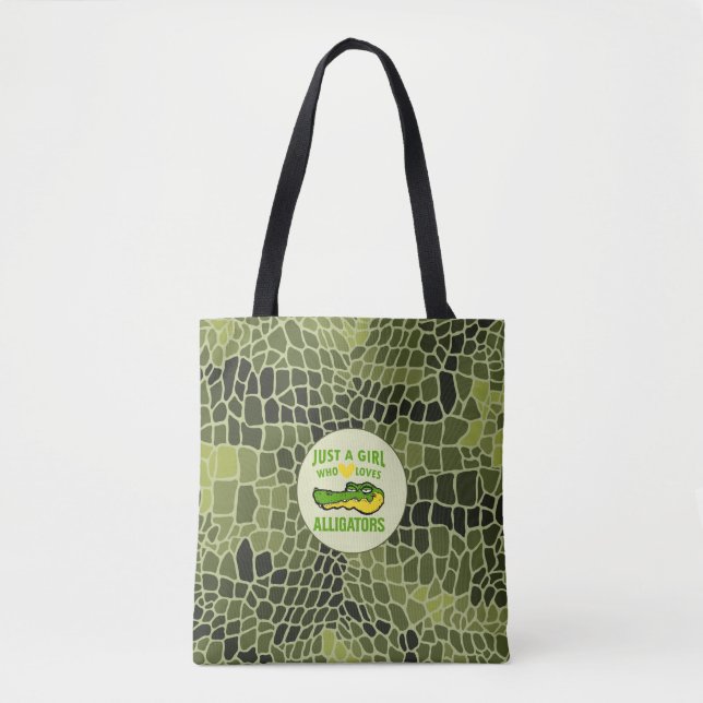 Just a Girl who loves Alligator Print Tote Bag (Front)