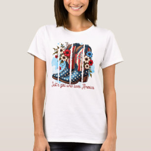 Just a Girl Who Loves America Boots T-Shirt