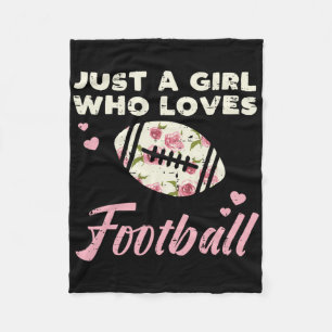 Just A Girl Who Loves American Football Flowers Gi Fleece Blanket