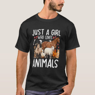 Just a Girl Who Loves Animals Dog Cat Horse Goat C T-Shirt